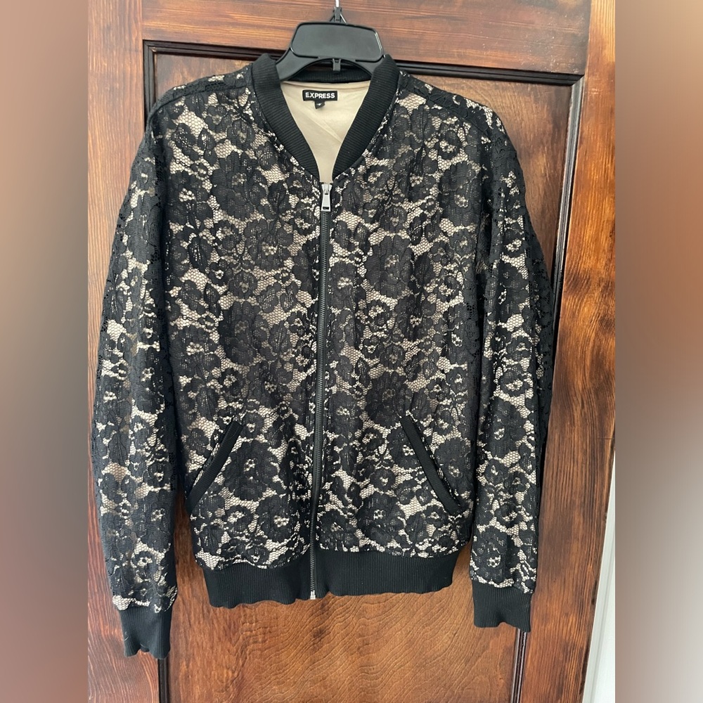 Express Black Lace Track Jacket